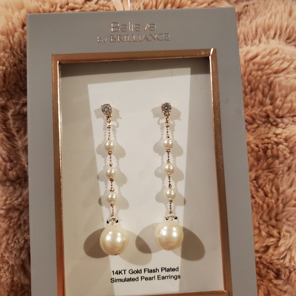 Believe by Brilliance 14K gold Pearl earrings - Picture 2 of 5